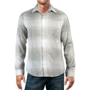 DKNY Gray Chino Heather Natural Stretch Casual Button Down Shirt Size Large